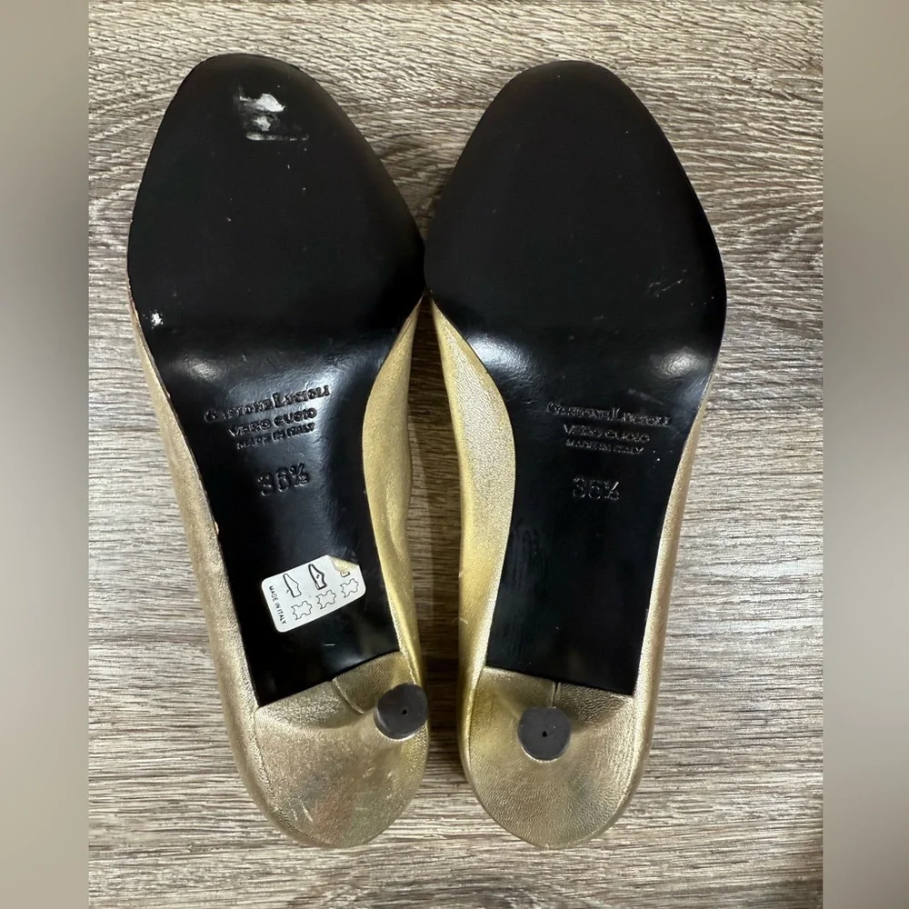 Gastone Lucioli‎ Shoes Women 6.5 Gold Italian Designer Leather Pumps 3